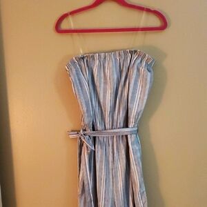 Blush Design Blue and Brown Striped Pants Capri Jumper